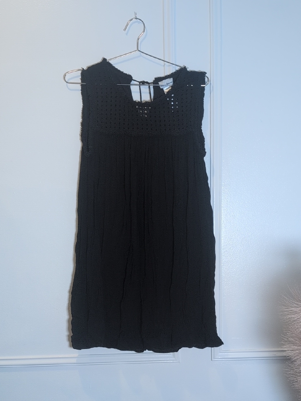 Tommy Bahama Black Crochet Yoke Mini Dress